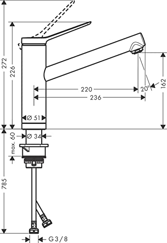 hansgrohe Vorfenster Küchenarmatur Zesis M33, Wasserhahn Küche mit Auslauf Höhe 160 mm, 150° drehbar, 1 Strahlart, Chrom