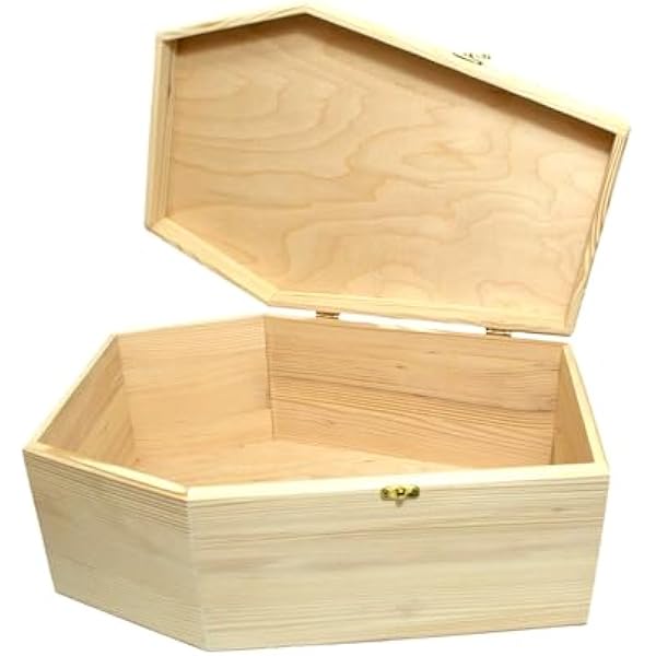 Wooden World Деревянный ящик в форме гроба 58 5 см натуральный Открывающийся нелакированный деревянный ящик для готических декораций и оформления на Хэллоуин