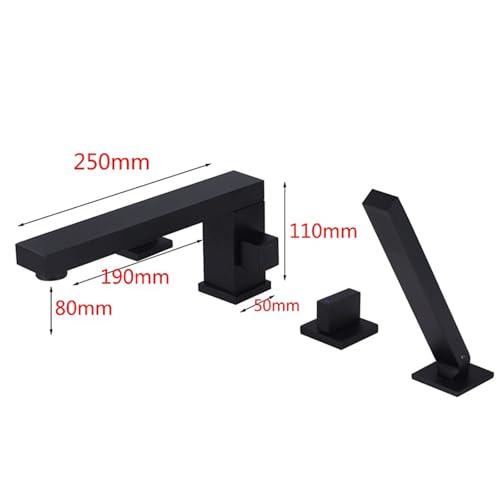 Mitigeur Baignoire 4 Trous Laiton Noir Robinet Baignoire Orientable Double Commande
