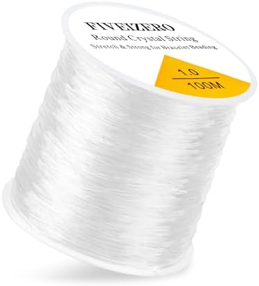 1 Rolls FIVEIZERO Elastic Bracelets String Cord, 1mm Round Crystal Elastic String for Bracelets Necklace Beading & Jewelry Ma