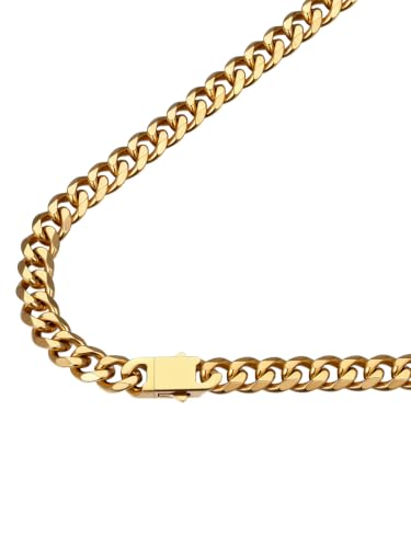 FindChic Gothic Gold Stainless Steel Necklace for Men, 12mm Chunky Cuban Link Chain, Hip Hop Style Jewelry, Gift for Rock Music Lovers, 26 Inches Length