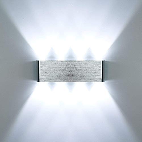Maxmer Apliques de Pared Puro Aluminio 8 LED 8W, Iluminación, Blanco Frío