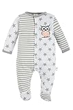 Makoma Baby Schlafstampler Strampler Schlafanzug mit Fuß für Säuglinge & Neugeborene Mädchen 100% Baumwolle -Eule- (62)
