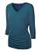 Made By Johnny WT1036 Womens V Neck 3/4 Sleeve Dolman Top With Side Shirring XXL Teal