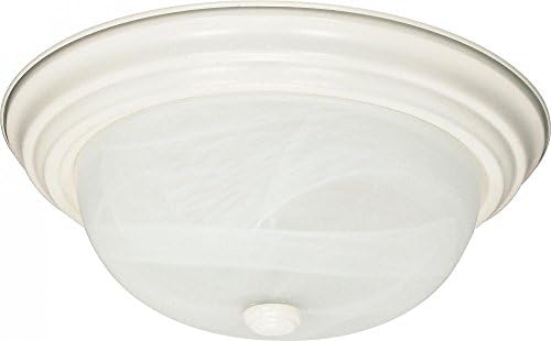 NUVO 60/221 Flush Mounted Dome Light Fixture, 11", Textured White/Alabaster Glass