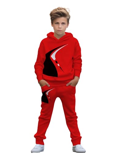 Image of boys' clothing sets, 2-Piece Hoodie & Pants Outfits for Boys Size 4-14 | Lightweight Non-Fleece Fall & Spring Clothing Sets