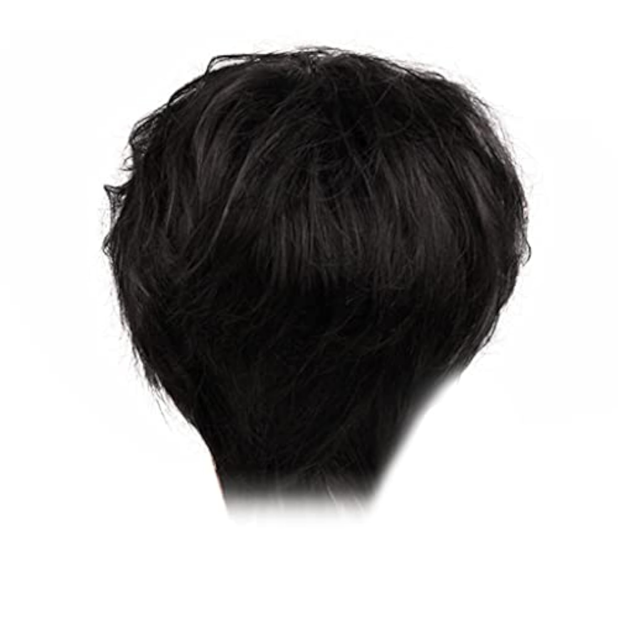 Men's Short Black Wavy Human Hair Wig, Heat Resistant