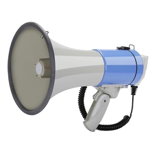 Perfeclan Megáfono megáfono Amplificador portátil, grabación de 240 Segundos, Altavoz megáfono portátil de Mano, 50W, para Venta Ambulante, Estándar Azul Gris
