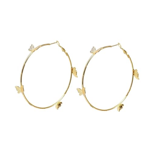 Grandes boucles d'oreilles créoles papillon femme argent tendance insecte géante