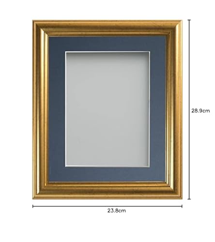 Frame Company Eldridge Gold Photo Frame with Blue Mount, 9x7 for 7x5 inch, fitted with perspex, Gold with Blue Mount - Image 3