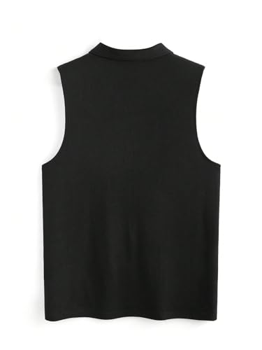 OYOANGLE Men's Zip Up Sleeveless Shirts Collared Neck Ribbed Knit Slim Fit Solid Casual Tank Tops Streetwear3