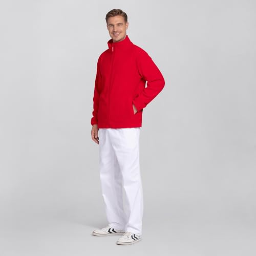 EXNER Herren-Fleecejacke, langarm, Stehkragen, Seiteneingrifftaschen, Zipper, rot, Größe 2XL – Bild 5