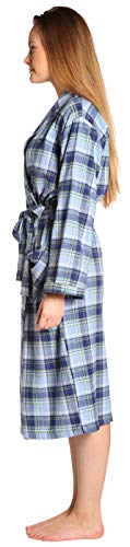 Everdream Womens Flannel Robe, Shawl Collar Lightweight 100% Cotton Bathrobe, Size Xx-Large/Xxx-Large Blue #TOP2