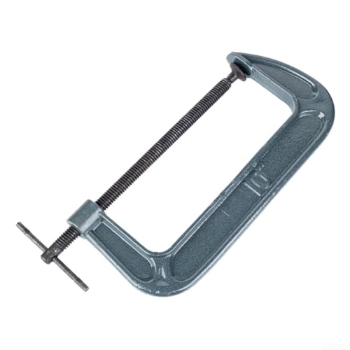 Abrazadera ajustable en forma de G para carpintería, abrazadera de fijación de acero resistente con tuerca moleteada y tope de seguridad, alicates giratorios de 90° para placa (10 pulgadas)