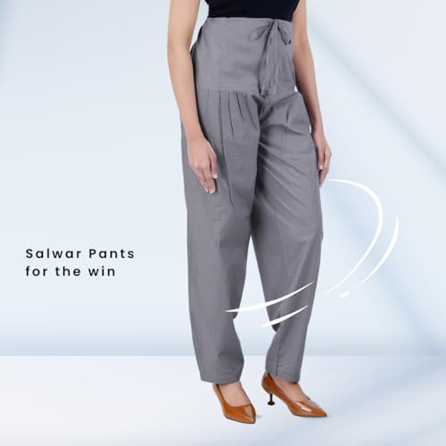 Image of Happy Bunny Salwar Pant - Modern Style Pure Cotton for Women - Ethnic Semi Patiala Trouser - Office,Home - All Day Comfort Wear with Drawstring