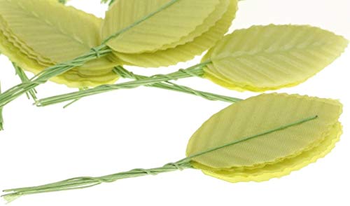 Feuilles de rose artificielle vert clair de 11cm pour vos bouquets de mariage par 200pcs - 6