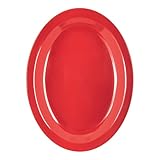 Carlisle FoodService Products Kingline Plastic Oval Platter Oval Tray for Home and Restaurant, Melamine, 12 x 9 Inches, Red