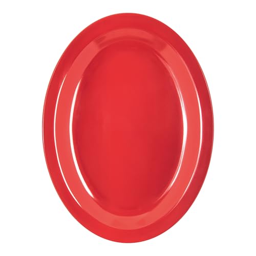 Carlisle FoodService Products Kingline Plastic Oval Platter Oval Tray for Home and Restaurant, Melamine, 12 x 9 Inches, Red by Carlisle FoodService Products - Used condition - US$9.23