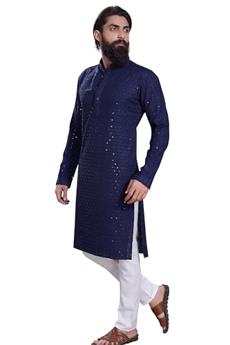 Image of DIVISIVE Men's Sequince Embroidered Cotton Blend Only Slim Fit Kurta