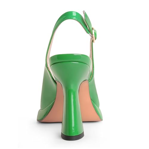 Image of High Heels for Women Slingback Square Toe Pumps Shoes Closed Toe Heels Mary Jane Fashion Dressy Platform Heeled Sandals