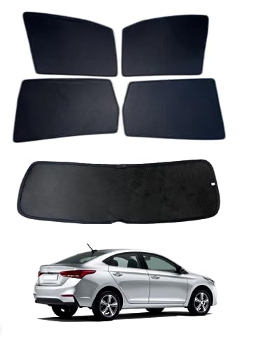 Image of Premium Car Sunshade Fix Type Non-Magnetic Curtain with Rear Dicky Curtain Set of 5pc for Verna 2017-2022