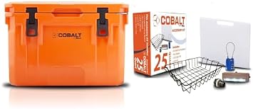 Cobalt 25 Quart Orange Roto-Molded Cooler with Accessory Kit