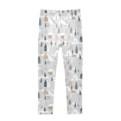 senya Girls Printed Leggings Yoga Pants Winter Polar Bear Pattern for Kids in 4t to 10 Years, 4T