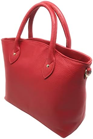 Chicca Borse Handbag Borsa a Mano da Donna in Vera Pelle Made in Italy - 35x28x11 Cm