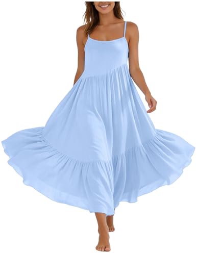 Robe camisole sans dos plissée pour femmes : la longue robe d'été fluide idéale à la maison