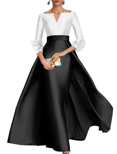 Mermaid Satin Formal Evening Gowns for Women Long Sleeves Mother