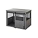 New Age Pet® ECOFLEX® Homestead Sliding Barn Door Furniture Style Dog Crate -Grey, Extra Large (EHDBC15-05XL) - Stylish, Durable, Removable Cushions, Easy to Assemble.