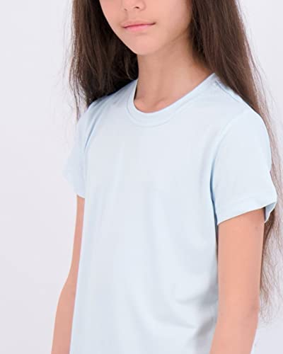 4 Pack: Girls Short Sleeve Active Quick Dry Fit Crew Neck T-Shirt Active Athletic Tops Essentials Soccer Sports Yoga Gym Shirts Young Teen Chica's Tees Sleep Zebra Summer Clothes - Set 8, M (10-12) #TOP2