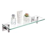 KOKOSIRI B1105BR-L12 - Estante flotante de montaje en pared para baño, pequeño estante colgante de acero inoxidable cepillado