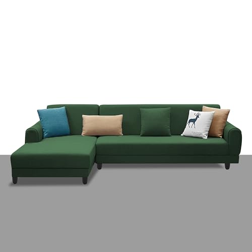 Image of Kraven LHS 6 Seater L Shape Sofa Set for Living Room (Green Fabric) Premium Fabric Sofa