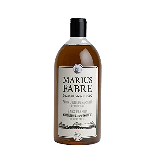 Marius Fabre – Jabón líquido de Marsella sin perfume, 1 litro. Fabricado a base de aceite de oliva y aceite de coprah