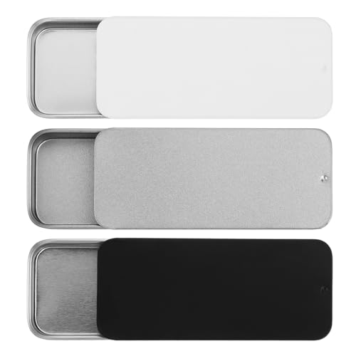 Bremorou Metal Tin Box, 3Pcs Small Tin Containers Mini Tin Box Metal Slide Top Tin Containers Small Tin Box Metal Tins With Lids For Wedding Jewelry Lip Balm Container Cosmetic Organizer(3 Colors)