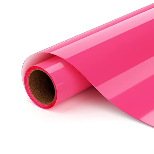 UIOK Flex Thermocollant Pour Tissu Rose néon Vinyle Thermocollant HTV 12' x 6ft Vinyle pour T-Shirt, Facile à Découper et à étirer pour la Conception de Vinyle à Chaud (Rose néon)