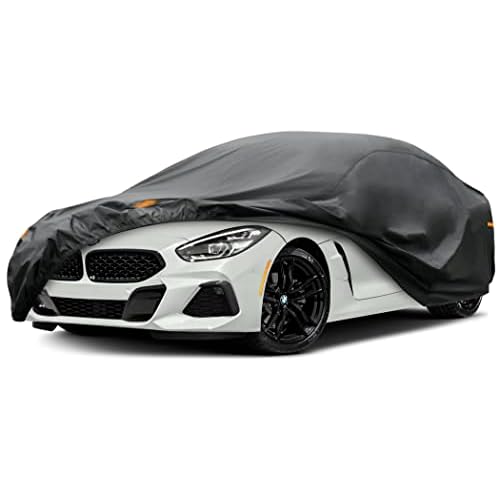 Kayme Heavy Duty Car Cover Waterproof All Weather, Full Exterior Covers Sun Rain UV Protection. Universal Fit Audi A3, Acura RSX, Nissan Versa/350Z/370Z, Porsche 718 Cayman, Jaguar F-Type Et