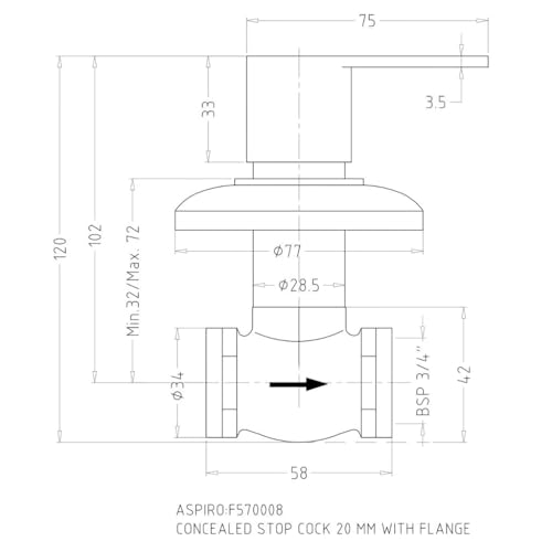 Image of Hindware Italian Collection Aspiro Range F570008CP Concealed Stop Cock with Wall Flange | Made of Brass | Mirror-Like Finish | Pack of 2