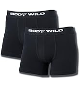 Body Wild BWB0802 Men's Boxer Briefs, Big Logo, Front Opening, Cotton Blend, Basic