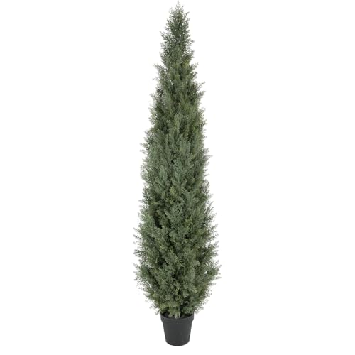 Image of Bellacat 6ft UV Resistant Artificial Topiary Trees Outdoor, 72in Faux Cedar Tree with Full & Realistic Leaves, Fake Cypress Tree for Front Door Proch Patio Deck Balcony Yard Decor