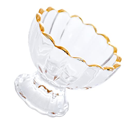 OFFSCH Elegant Gold Painted Glass Dessert Cup for Ice Cream Pudding and Sundae