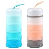 2pcs Dispensador De Leche En Polvo Bebe, Dispensador De Formula, Con 4 Compartimentos, Leche En Polvo Y Bocadillos Para Almacenar Bebés, Portátil, Apilable, Viajes Al Aire Libre y Uso Diario