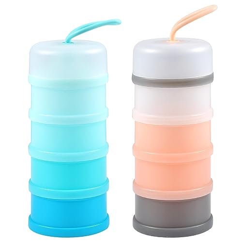 2pcs Dispensador De Leche En Polvo Bebe, Dispensador De Formula, Con 4 Compartimentos, Leche En Polvo Y Bocadillos Para Almacenar Bebés, Portátil, Apilable, Viajes Al Aire Libre y Uso Diario