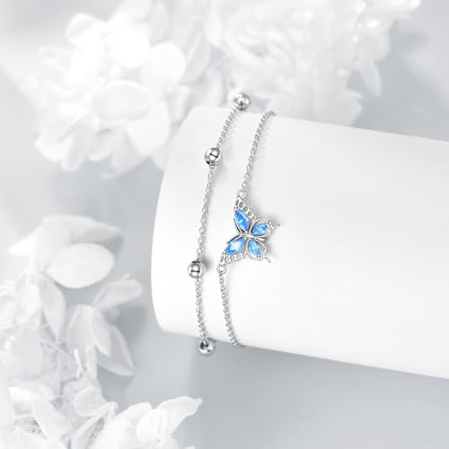 Image of TIGER RIDER Dragonfly Anklet Sterling Silver Dragonfly Gifts Jewelry for Women with Crystal Birthday Anniversary