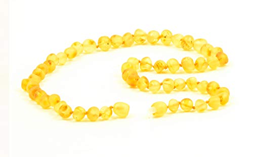 Raw Amber Necklace for Adults - Lemon Color - 17.7 Inches - Baltic Amber Land - Hand-made From Unpolished / Certified Baltic Amber Beads - Knotted - Screw Clasp (Lemon)4