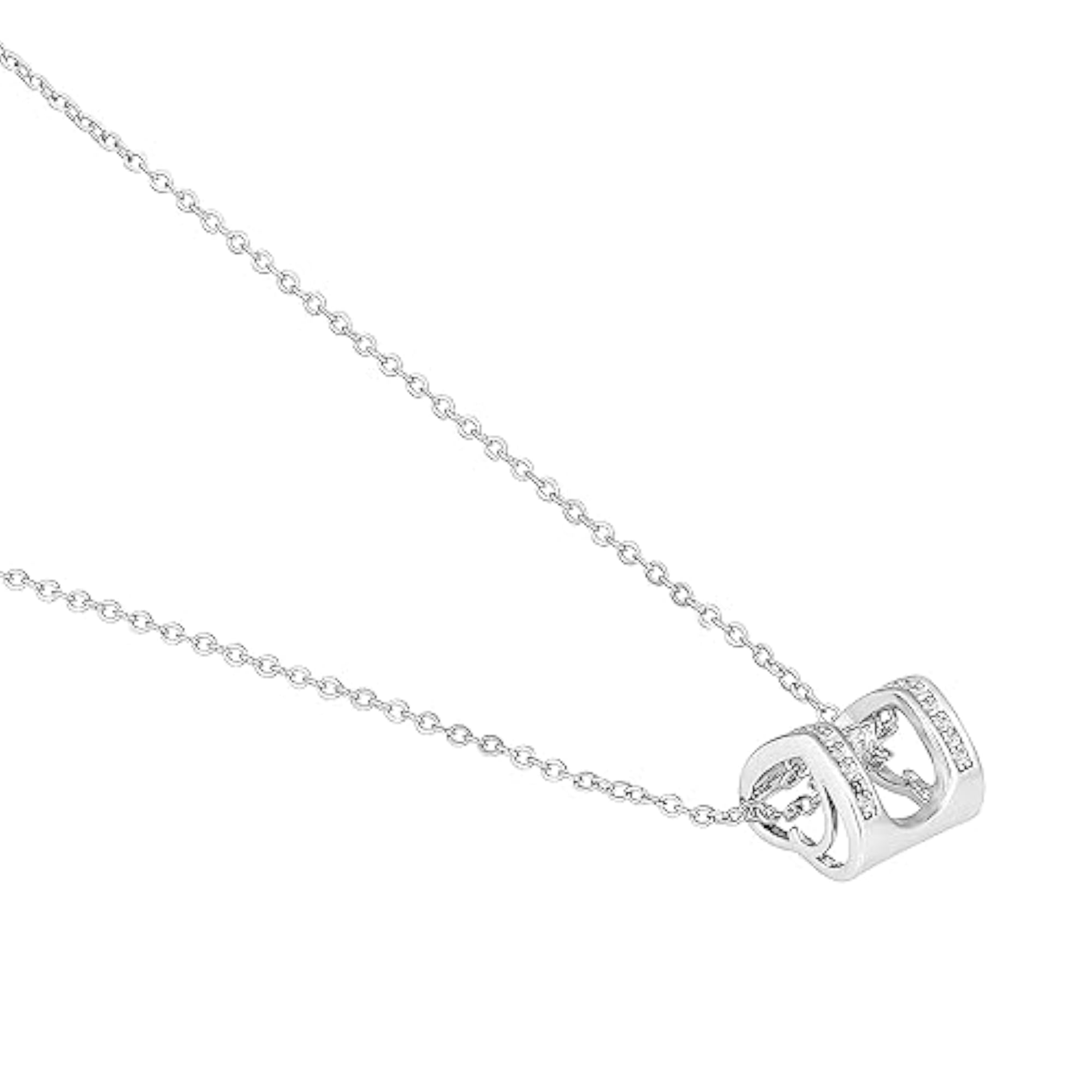 Silver Plated White Cubic Zirconia Studded Fancy Pendant Chain Necklace