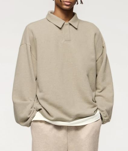 Casual Men's Hoodies Long Sleeve Polo Hoodie Trendy Washed Pullover Sweatshirts Collared Basic Tops3