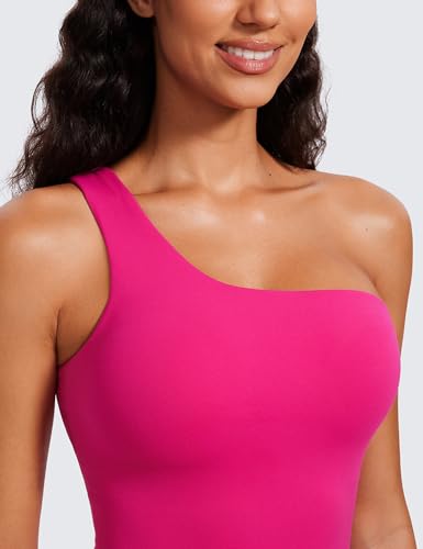 Image of CRZ YOGA Butterluxe One Strap Crop Tank Tops | Light Support, Removable Pads, Yoga, Extremely Soft, Longline Sports Bras for Women