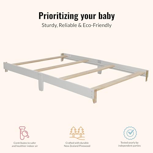 Image of Dream On Me Universal Crib to Full Size Bed Conversion Kit, Solid Wood Bed Rails for Select Convertible Cribs, Strong & Stable Support, Grey